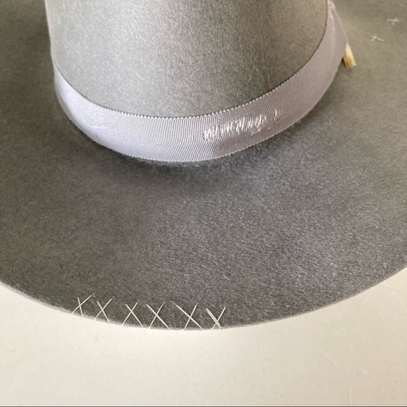 NWT Lovely Bird Malibu x Free People Gray Embroidered Distressed Wool Hat Sz S - Picture 7 of 12